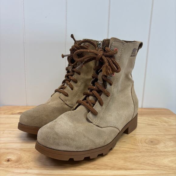 Sorel Girls Boho Waterproof Rugged Suede Lace Up Boots Size 4 Outdoors Hiking - Picture 1 of 9
